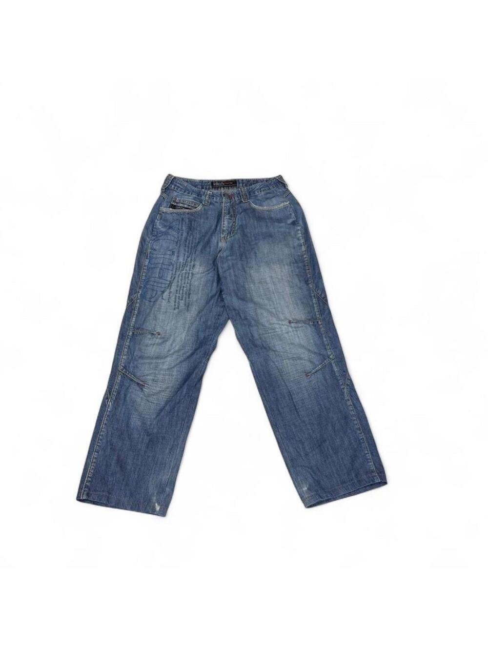 FUBU blue lightweight denim jeans with cool font design